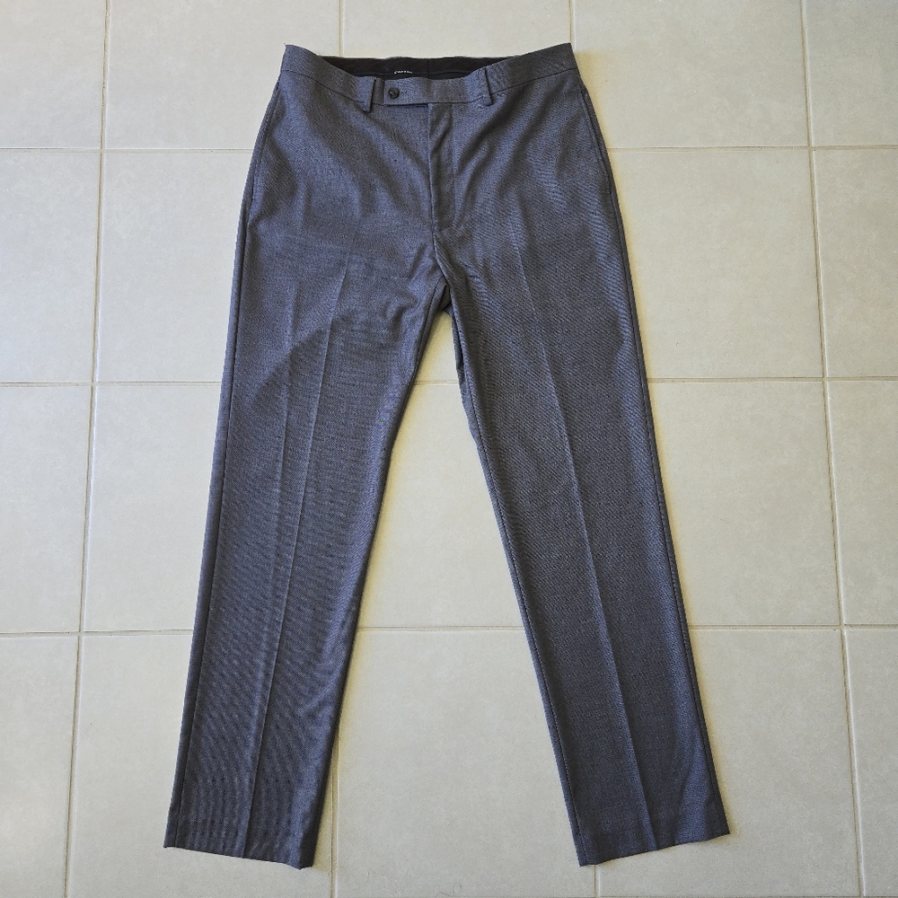 Men's 34Wx32L Calvin Klein Charcoal black Medium Gray Slim Fit Dress Pants
